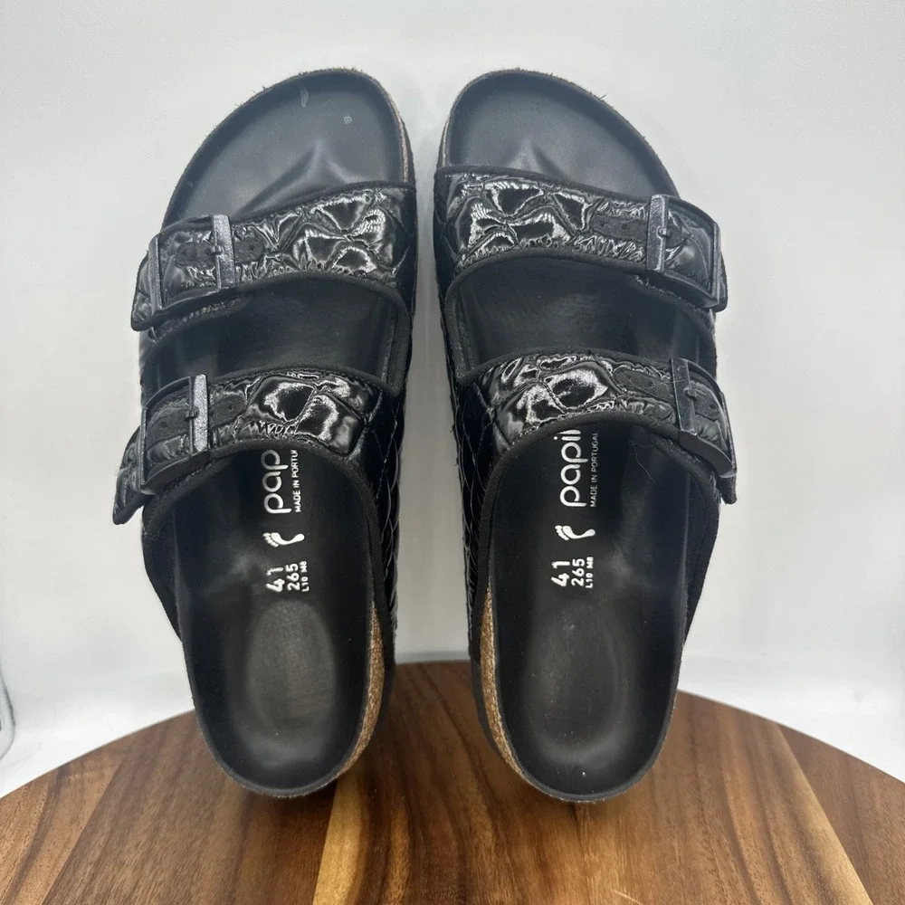 Birkenstock Papillio Arizona Black Quilted Platform Sandals Women's EU 41 US 10